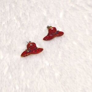 Vintage 1990's Red Hat Society Rhinestone Pierced Earrings